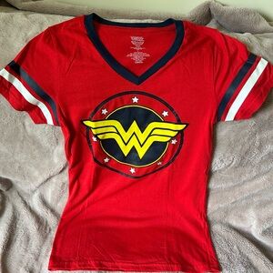 Red Wonder Woman V-Neck T-Shirt